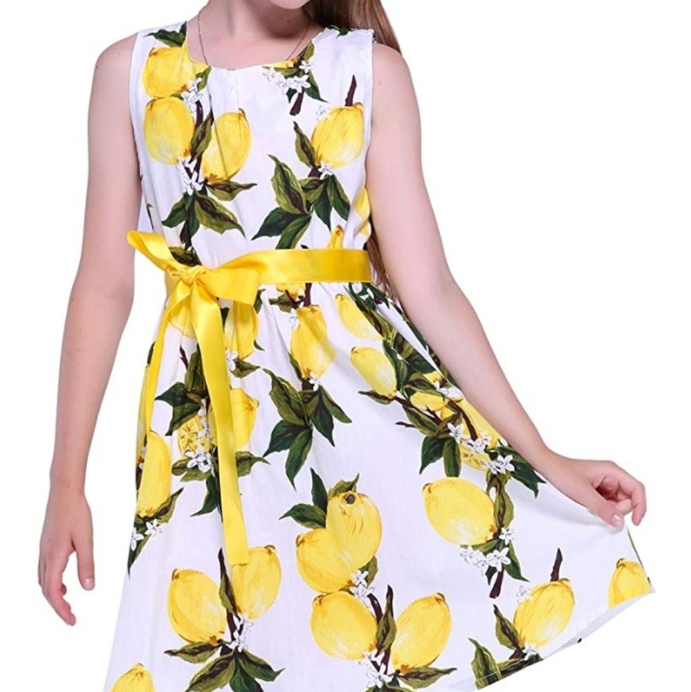 Lemon print girls dress size 8